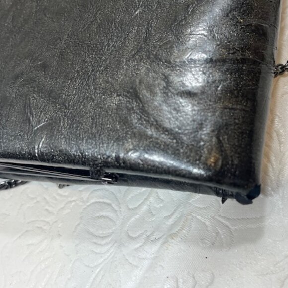 KATE LANDRY Sparkly Gray Evening Clutch Bag Purse w/Chain Strap 11"x5" - Picture 14 of 15